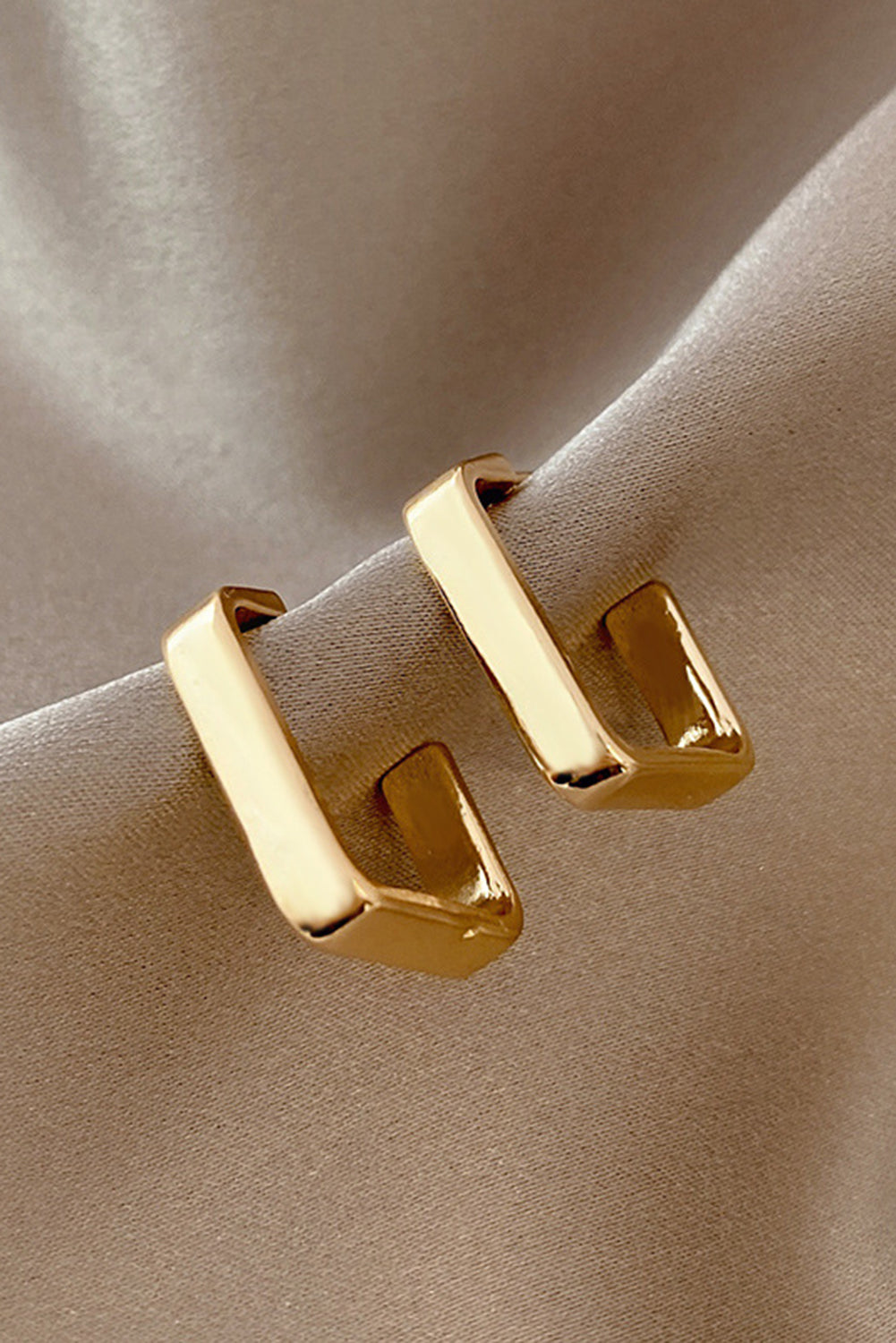 Square Hook Plated Alloy Stud Earrings | Gold