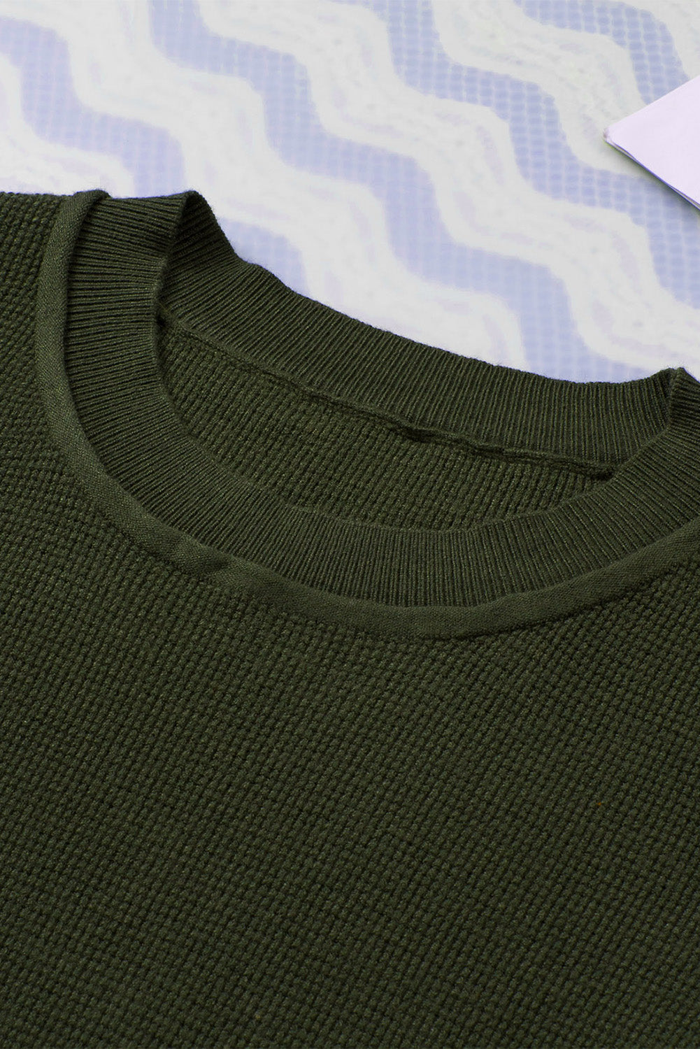 Striped Sleeve Plain Knit Sweater | Green