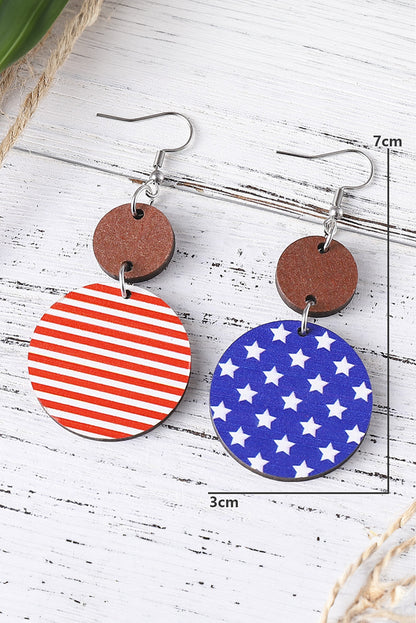 4Th Of July Wooden Flag Earrings | Dark Blue