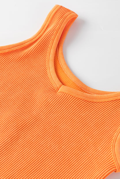 Ribbed Seamless Cropped Tank Top | Grapefruit Orange