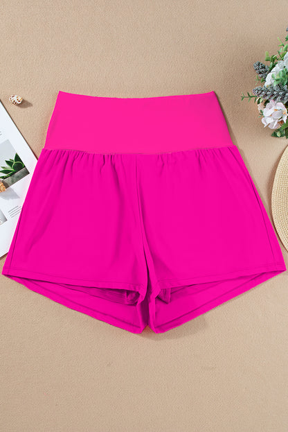 Pocketed Wide Waistband Swim Shorts | Rose Red