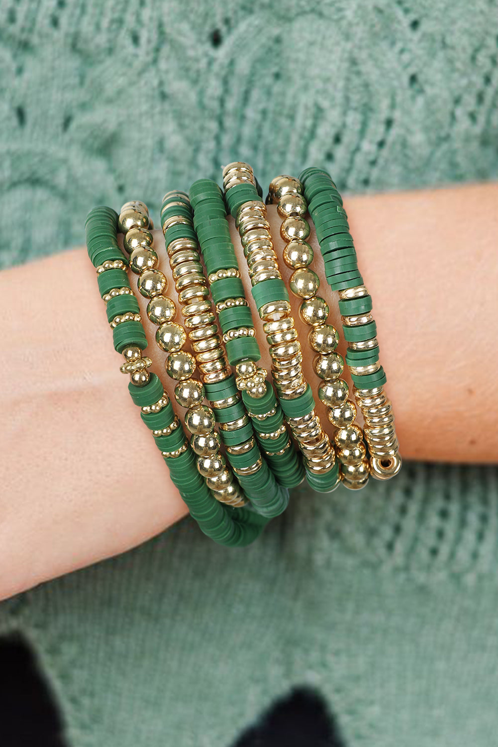 St Patricks Multi Layered Beaded Bracelet Set | Vineyard Green