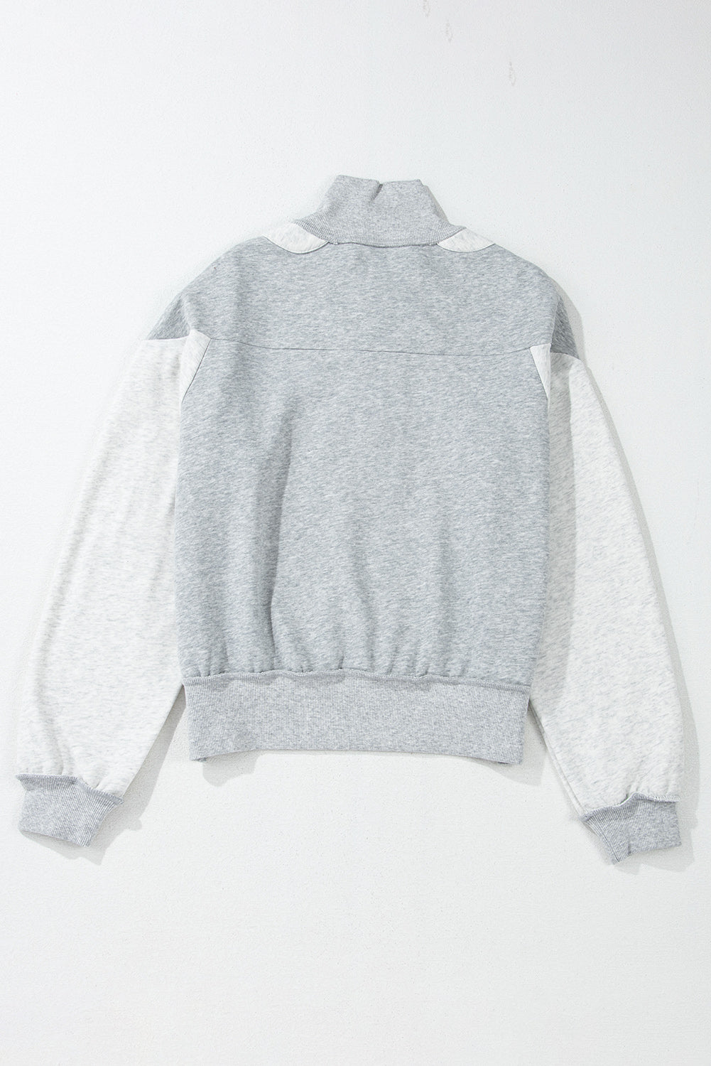 Half Zipper Collared Drop Shoulder Side Slits Sweatshirt | Gray