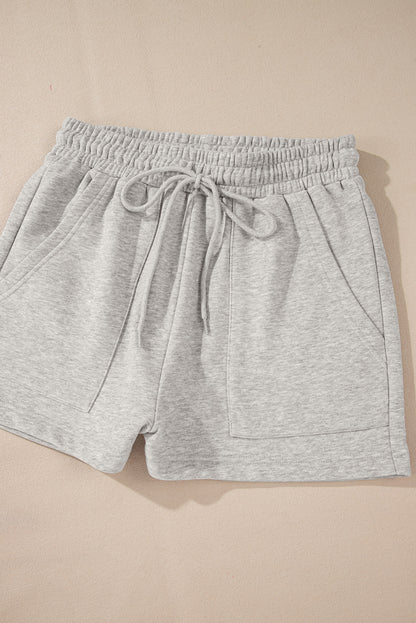 Solid Pullover Sweatshirt And Shorts 2 Piece Set | Light Grey