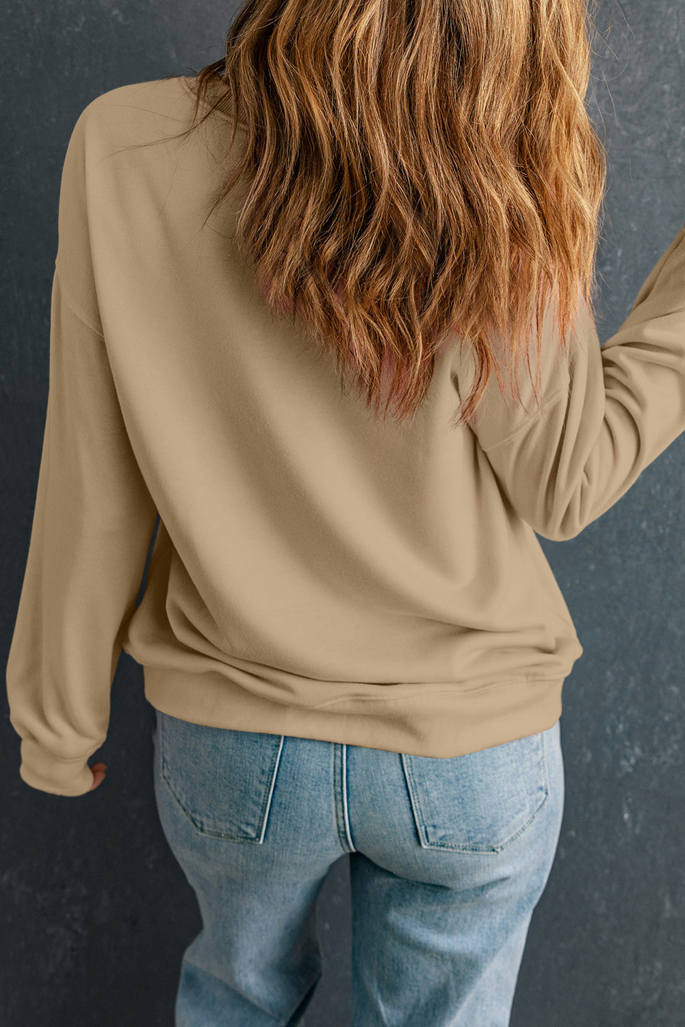 Thanksgiving Pie Print Drop Shoulder Sweatshirt | Khaki