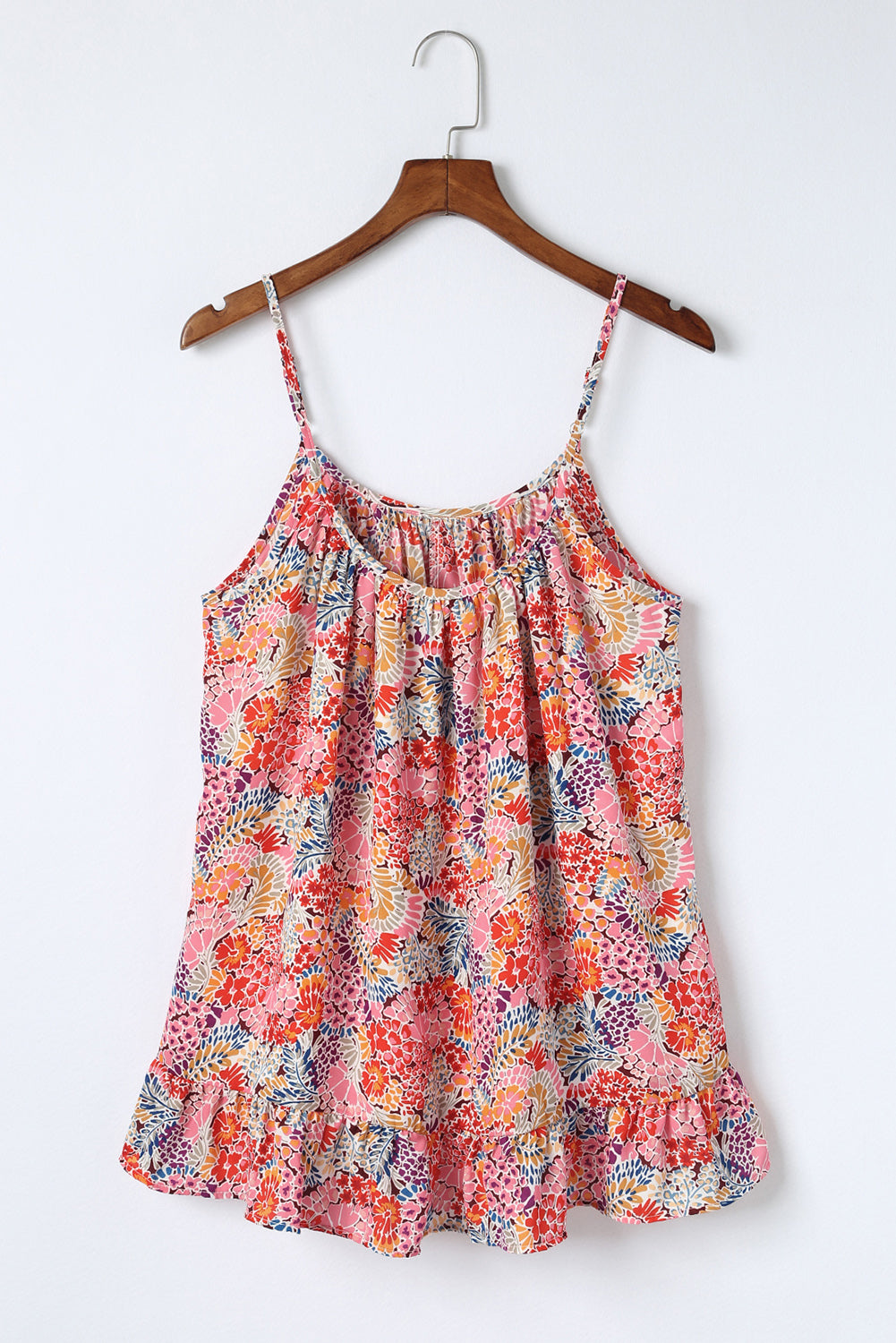 Spaghetti Straps Floral Print Sleeveless Top | Multicolour