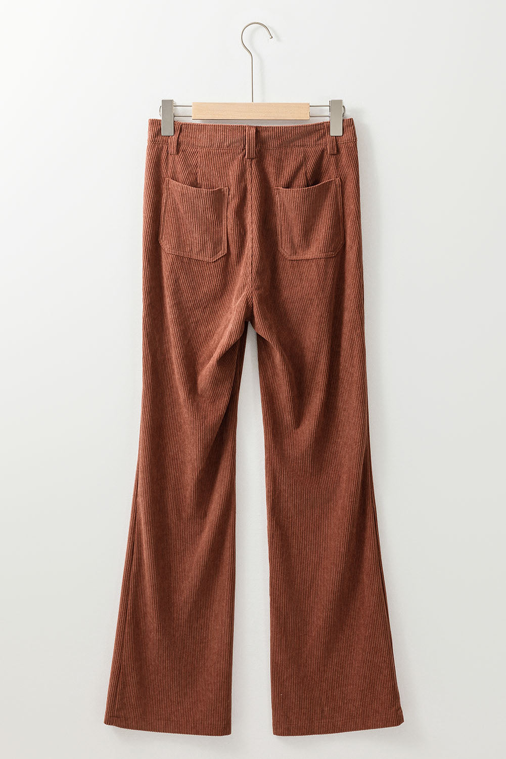 High Waist Square Pockets Corduroy Pants | Brown