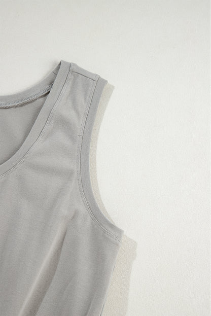 Sleeveless Drawstring Waist Mini Dress | Gray