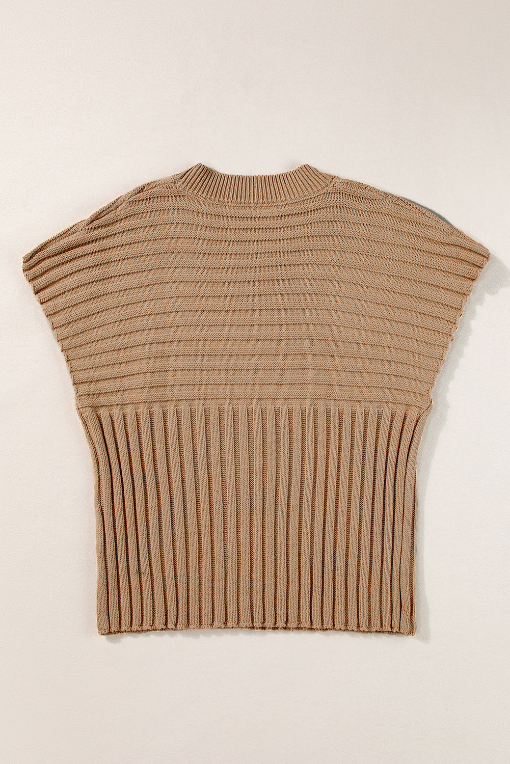 Rib Knitted Wide Sleeve Sweater T Shirt | Light French Beige