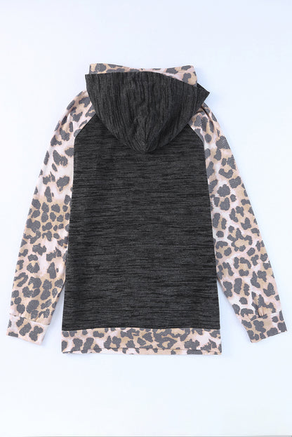 Brushed Leopard Contrast Hoodie | Gray