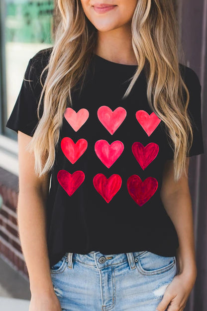 Valentine'S Day Heart Graphic Tee | Black