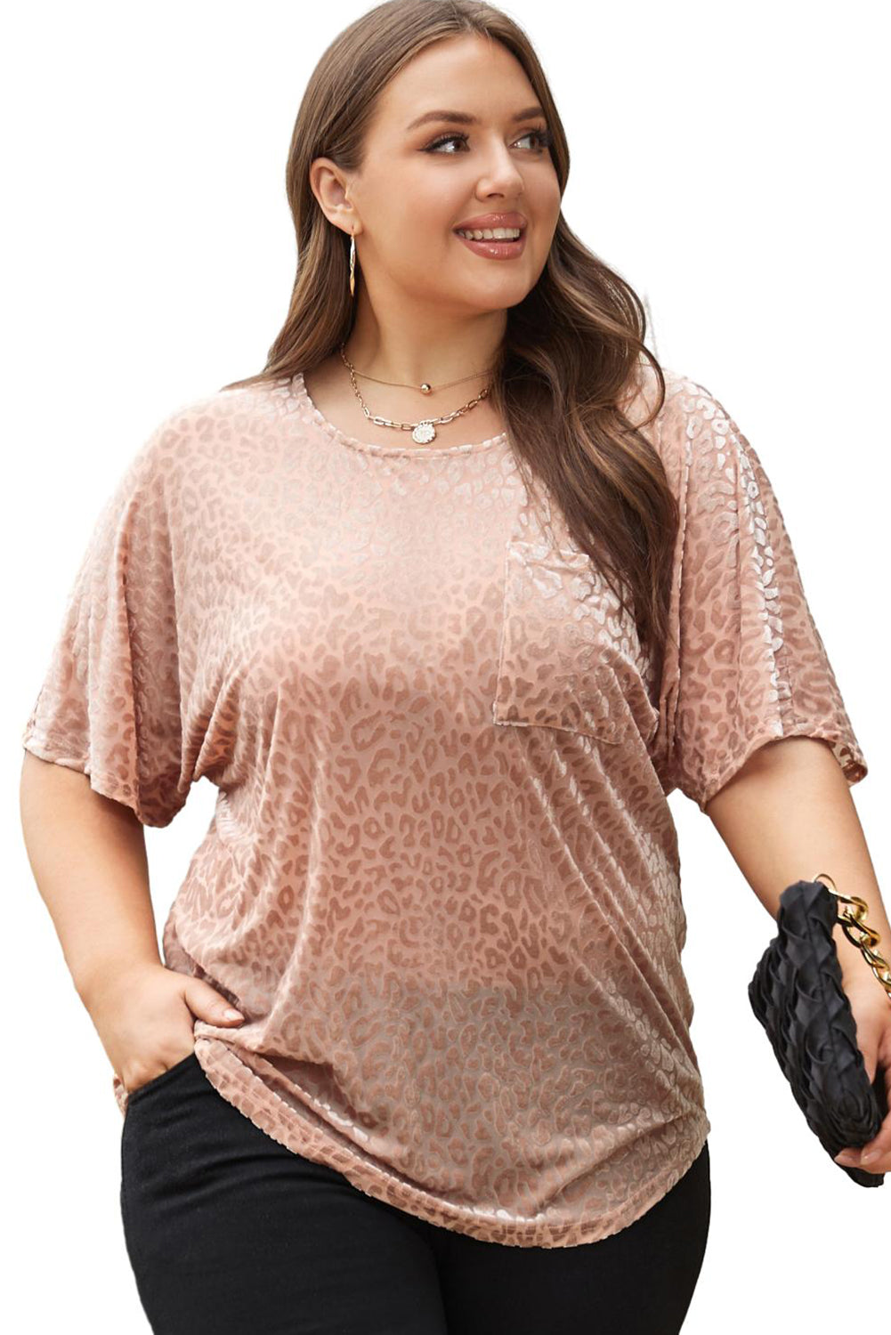 Leopard Print Plus Size T-Shirt | Khaki