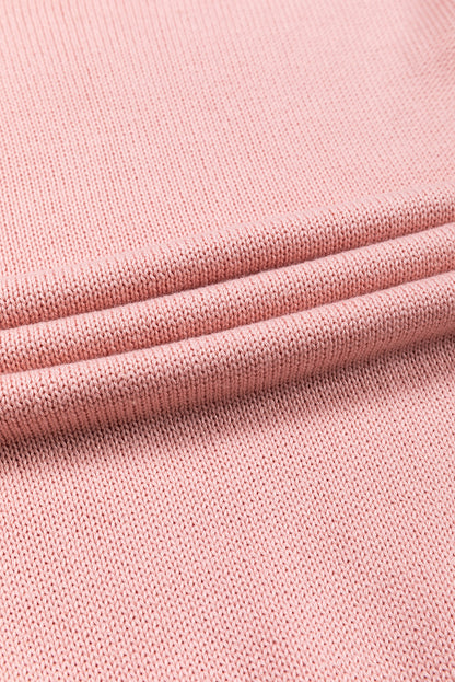 Colourblock Bishop Sleeve Ribbed Trim Sweater | Pink