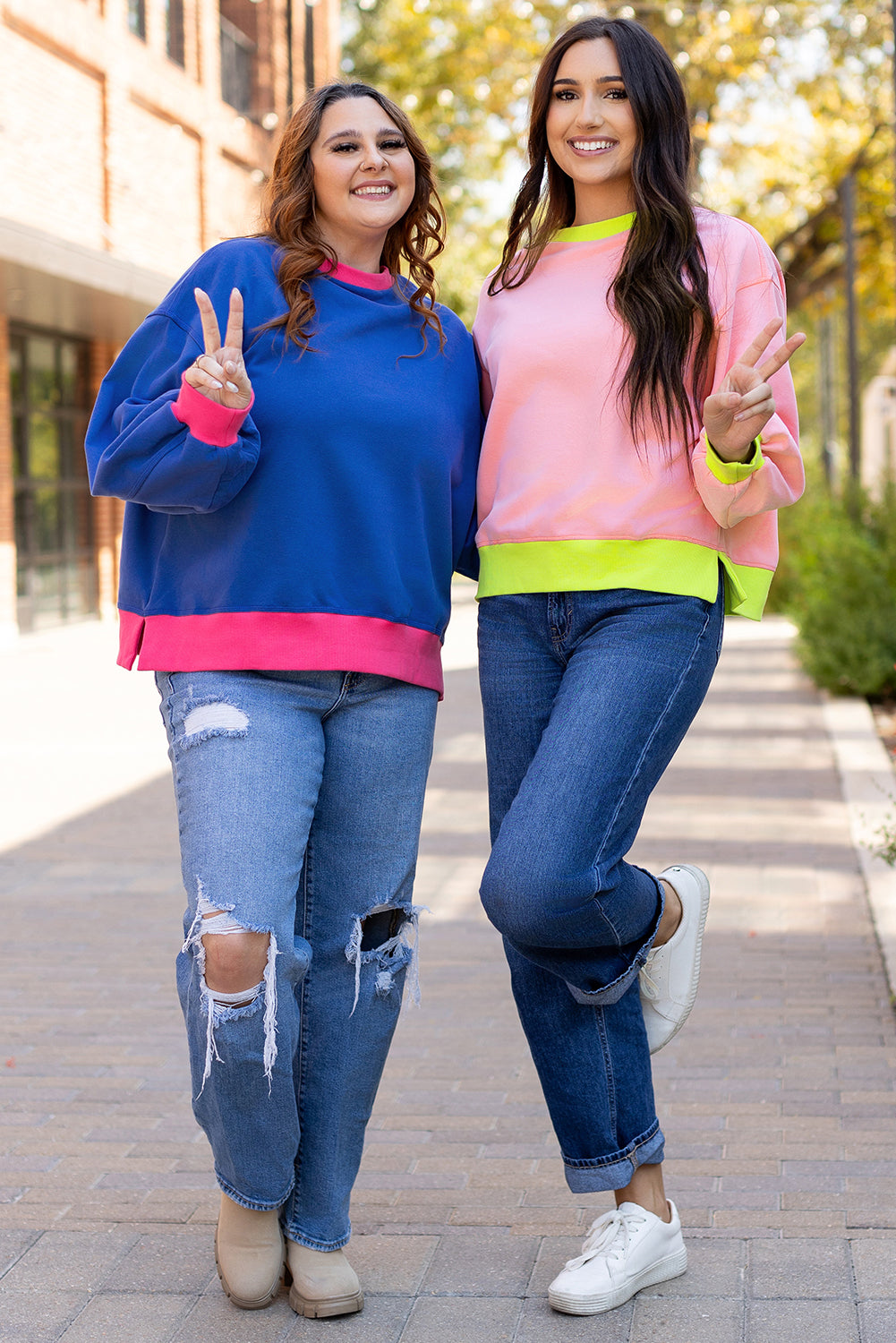 Colourblock Bubble Sleeve Sweatshirt | Pink