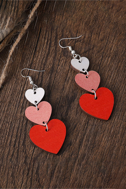 Valentines Day Heart Shape Tiered Dangle Earring | Red