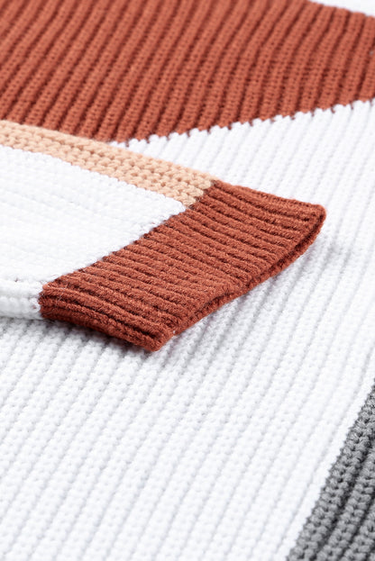 Loose Fit Colour Block Knit Sweater | Multicolour