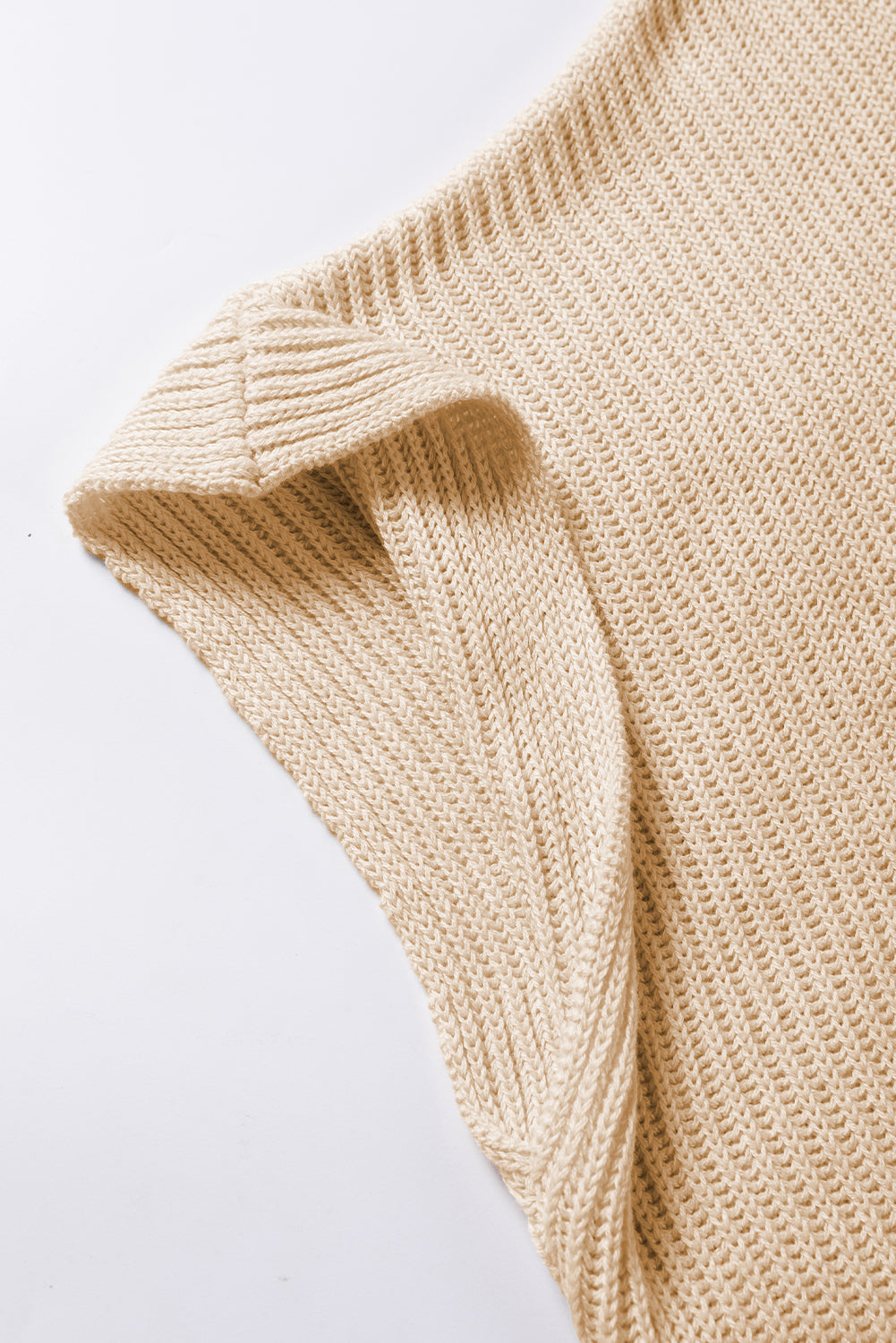 Short Sleeve Side Slit Oversized Sweater | Apricot