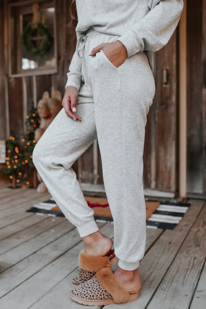 Long Sleeve Pullover And Jogger Pants Lounge Set | Gray