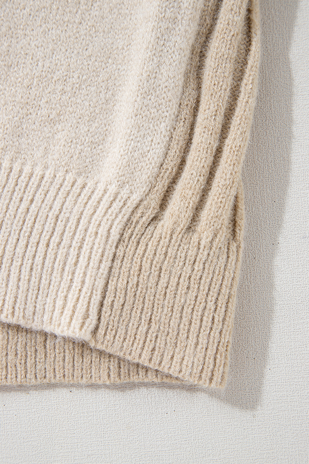 Cable Knit Colourblock Crew Neck Drop Shoulder Sweater | Khaki