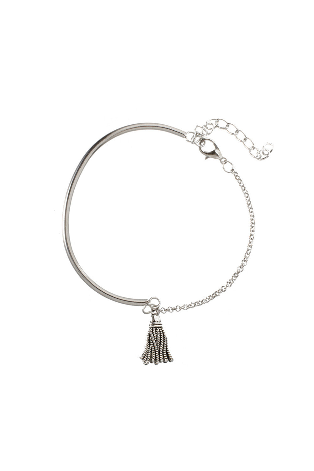 Multilayer Chain Disc Tassel Pendant y Bracelet Set | Silver