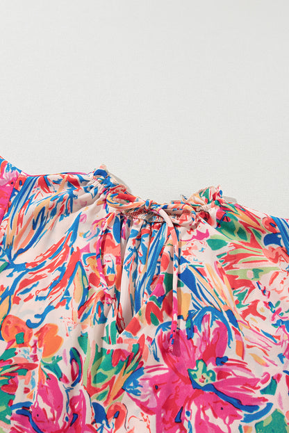 Floral Ruffled Sleeve V Neck Summer Blouse | Multicolour