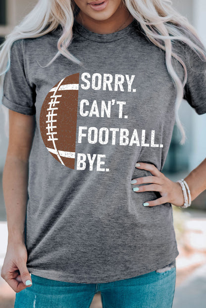 Gray American Rugby Football Graphic Casual T Shirt