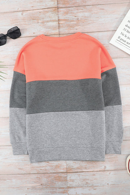 Colourblock  Contrast Stitching Sweatshirt With Slits | Gray