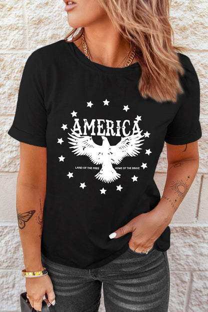 America Eagle Star Graphic T Shirt | Black