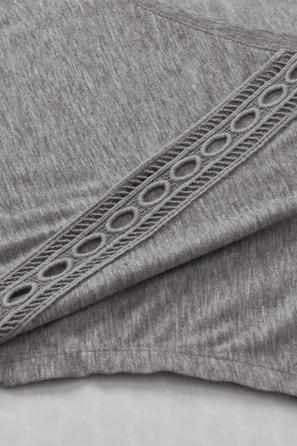 Crochet Lace Detail Oversized Tee | Gray