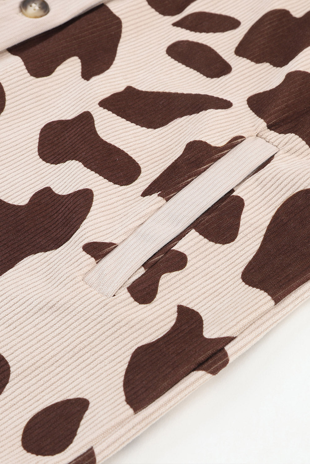 Cow Spots Printed Corduroy Shacket | Khaki