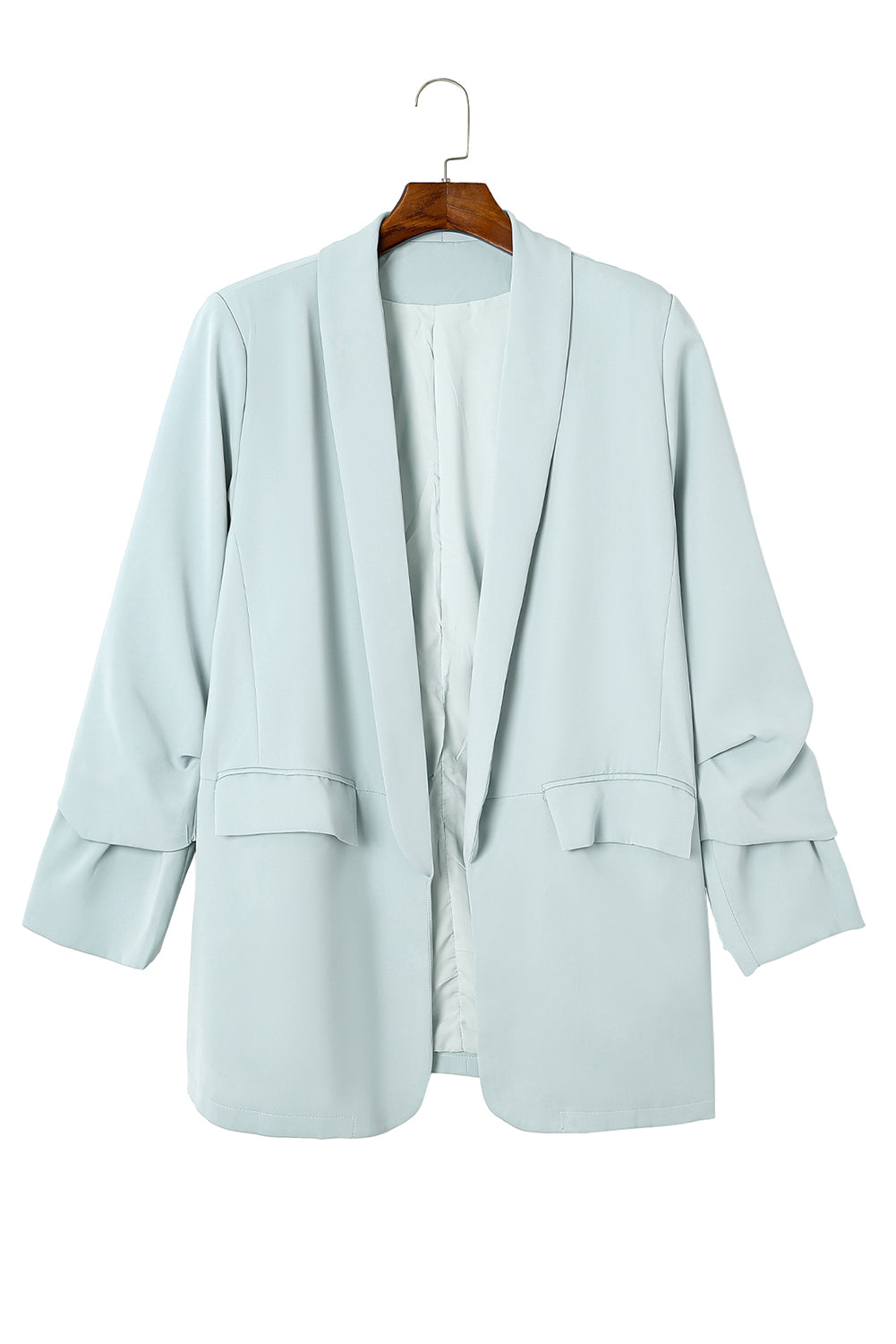 Plus Size Soft Lightweight Pocketed Lapel Blazer | Sky Blue