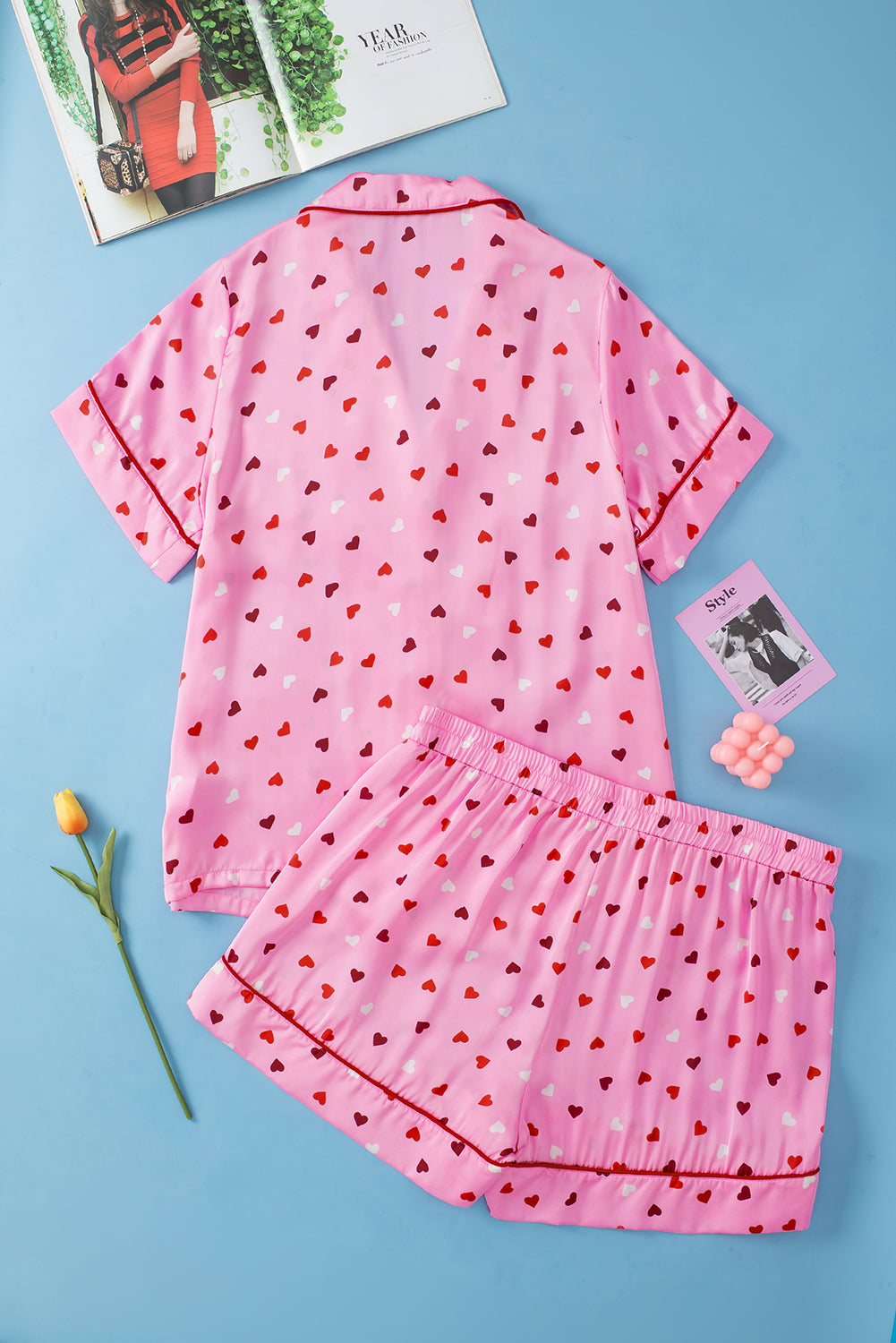 Valentine Heart Shape Print Plus Size Sleepwear | Pink