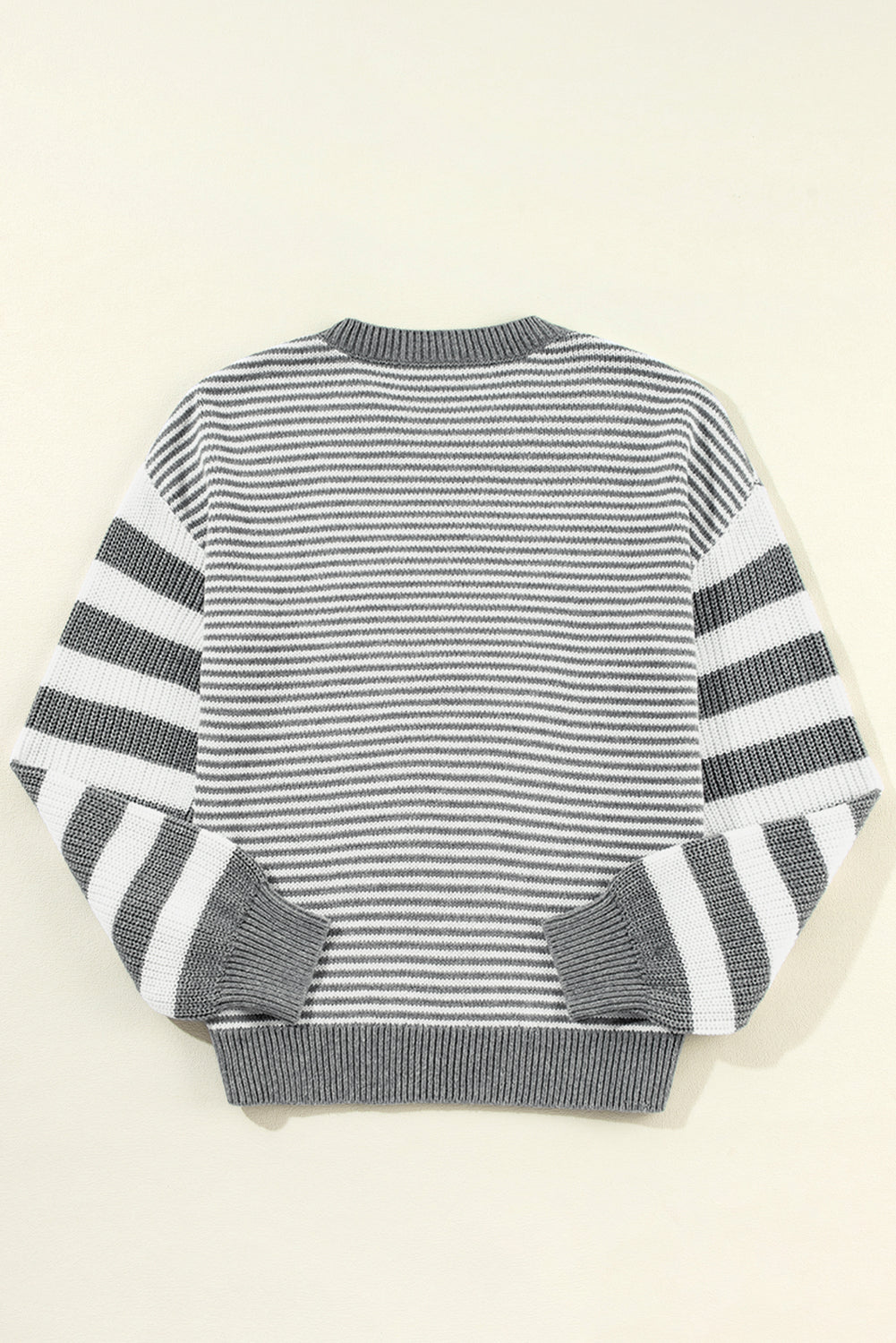 Geometric Textured Drop Shoulder Sweater | Gray Stripe