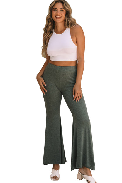 High Waist Fit And Flare Pants | Green