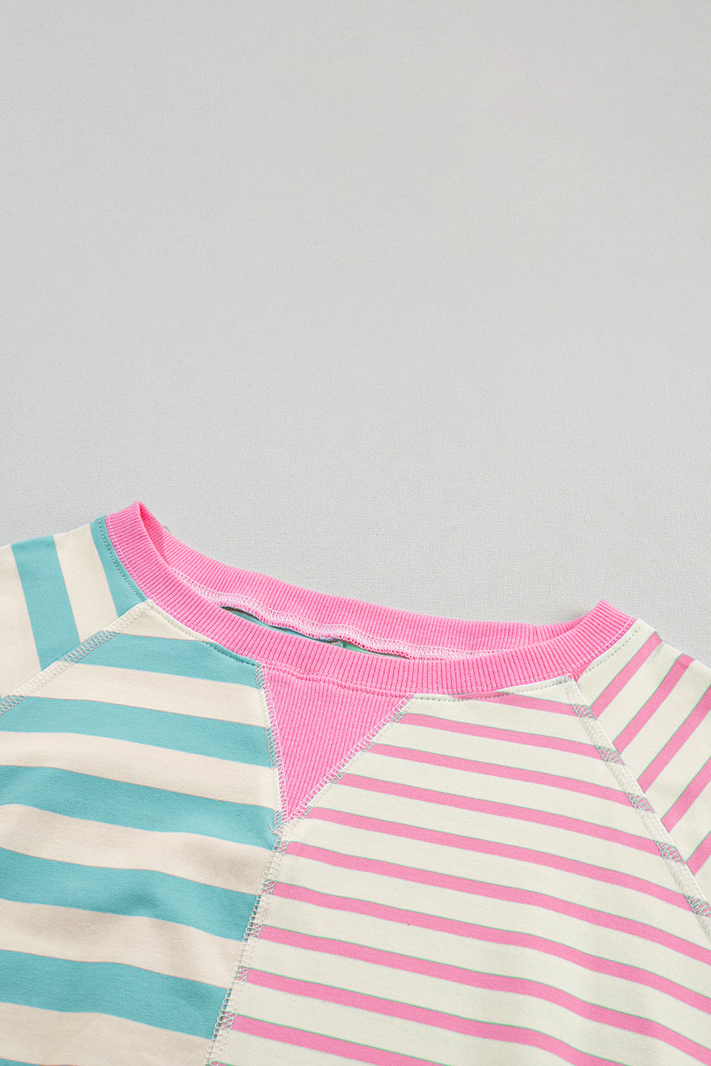 Contrast Patchwork Oversized T Shirt | Pink Stripe