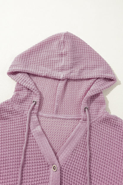 Plus Size Hooded Waffle Knit Top | Pink