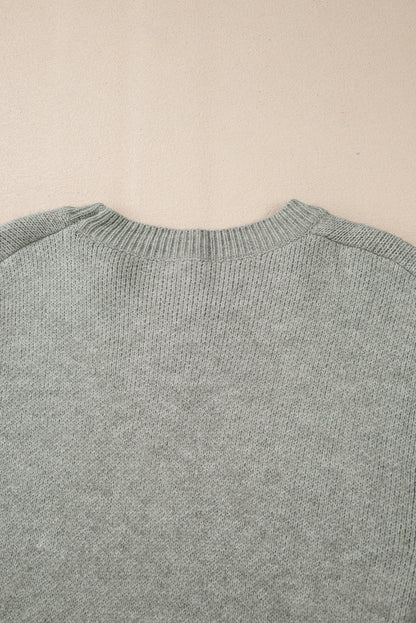 Flower Sleeve Drop Shoulder Sweater | Light Grey