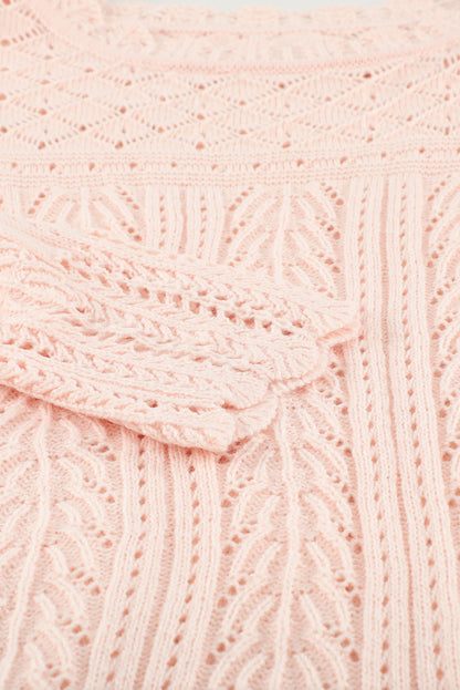 Solid Drop Shoulder Knit Sweater | Pink