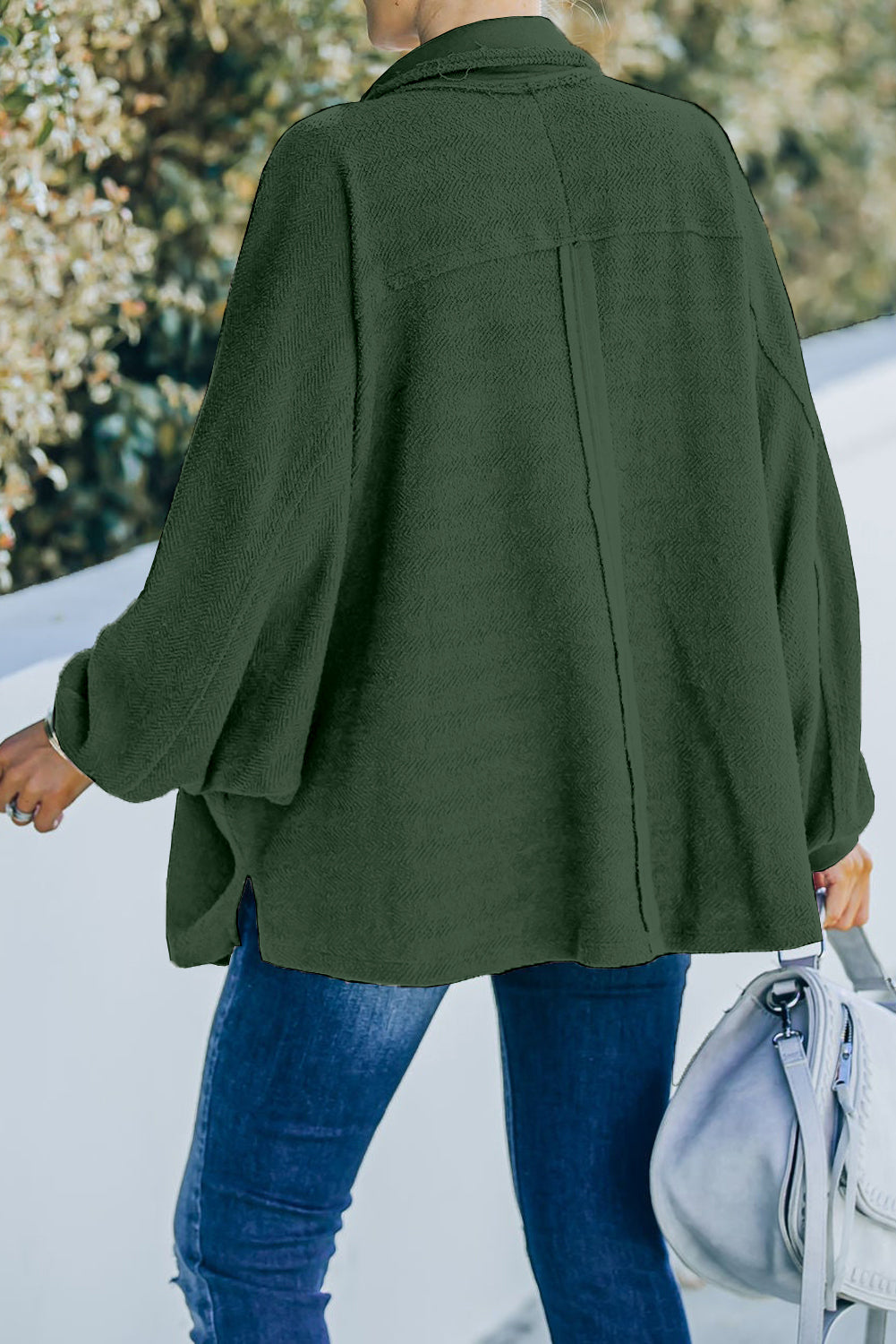 Plus Size Long Sleeve Flap Pocket Henley Top | Blackish Green