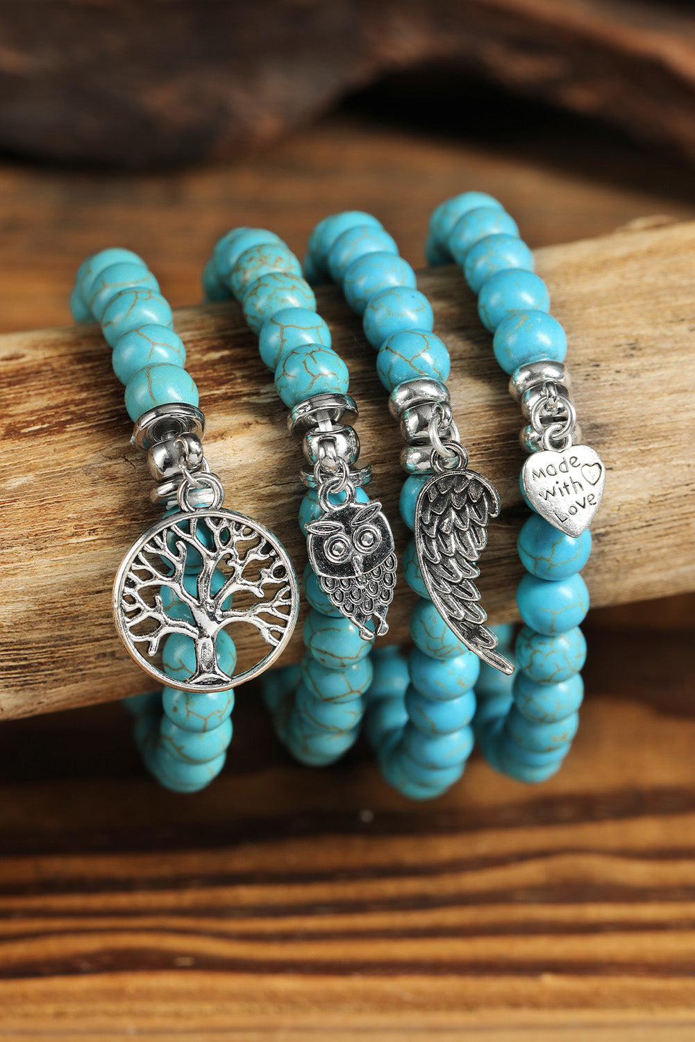 Heart Pendant Turquoise Beads Western Bracelet | Green