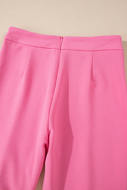 High Waist Central Seam Flared Pants | Sachet Pink