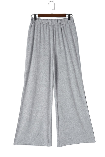 Side Slits Wide Leg High Waist Pants | Gray