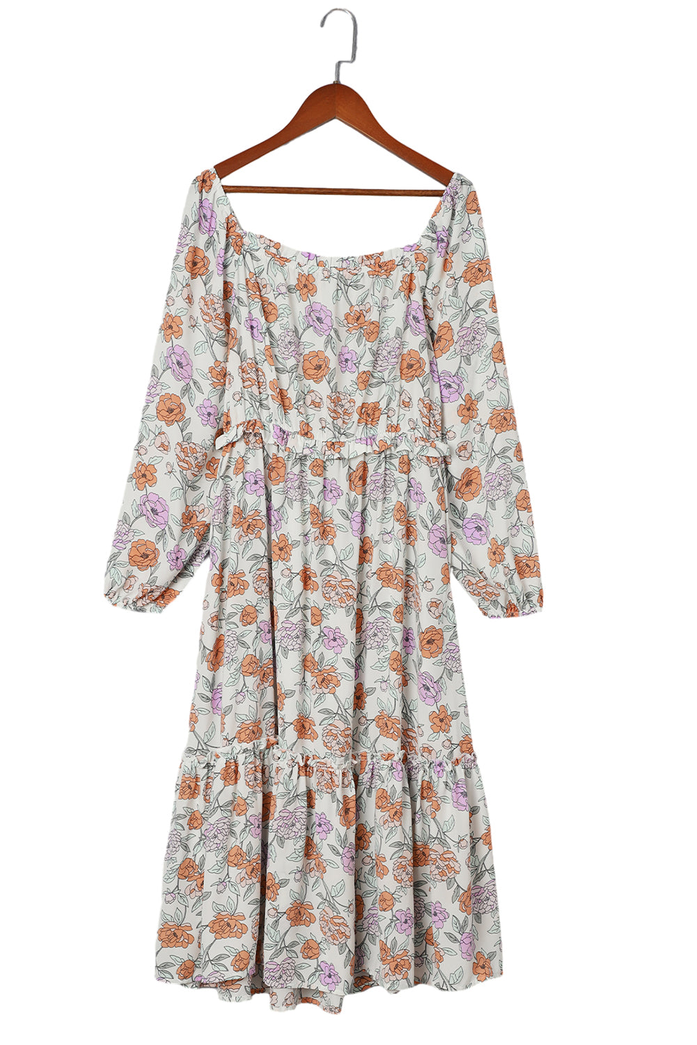 Floral Smocked Long Sleeve Pocketed Dress | Multicolour