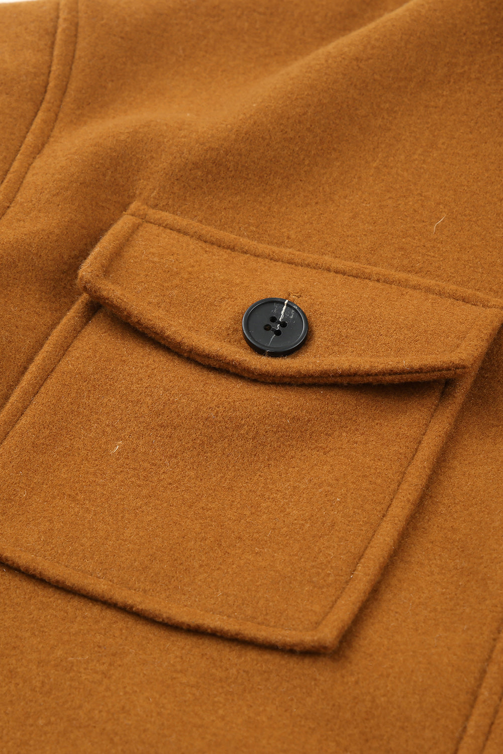 Long Sleeve Pockets Buttoned Shirt Jacket | Brown