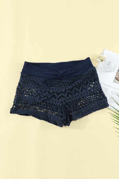 Lace Shorts Attached Swim Bottom | Blue