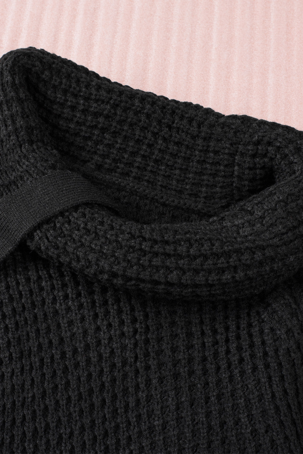 Buttoned Wrap Turtleneck Sweater | Black