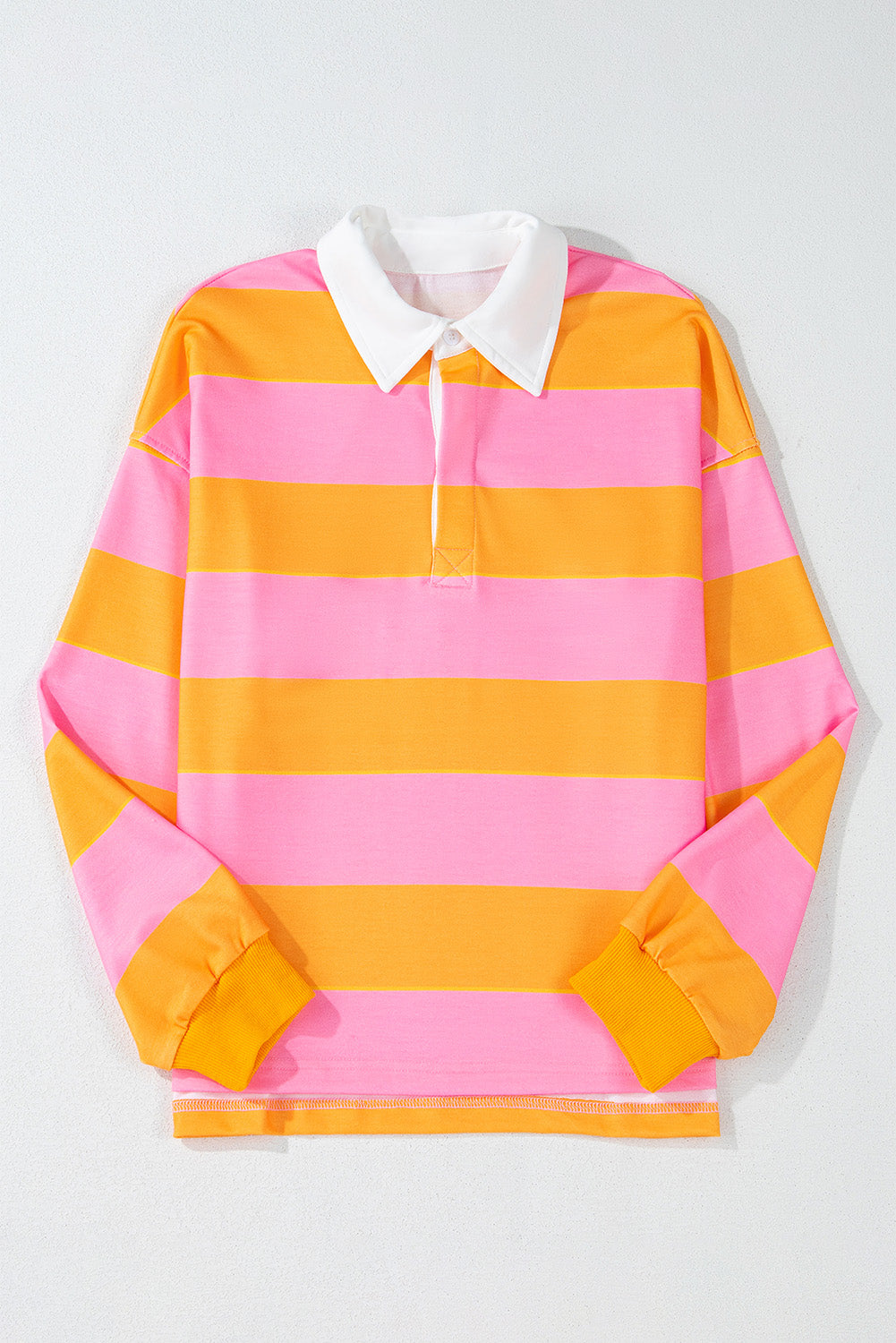 Colour Block Polo Collar Sweatshirt | Yellow Stripe