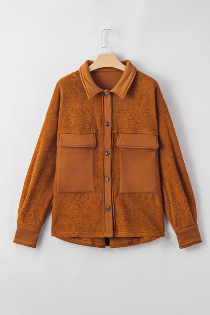 Flap Pocket Buttoned Jacket | Brown