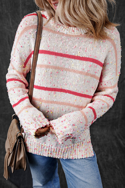 Striped Confetti Knit Sweater | Pink