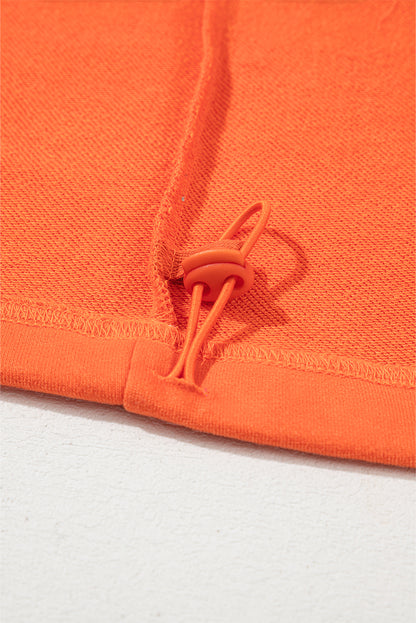 Solid Kangaroo Pocket Half Zipper Oversized Hoodie | Orange